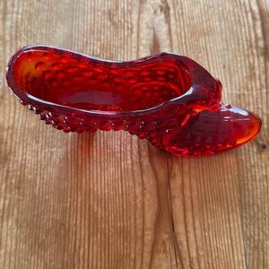 Fenton glass Hobnail cat head slipper shoe